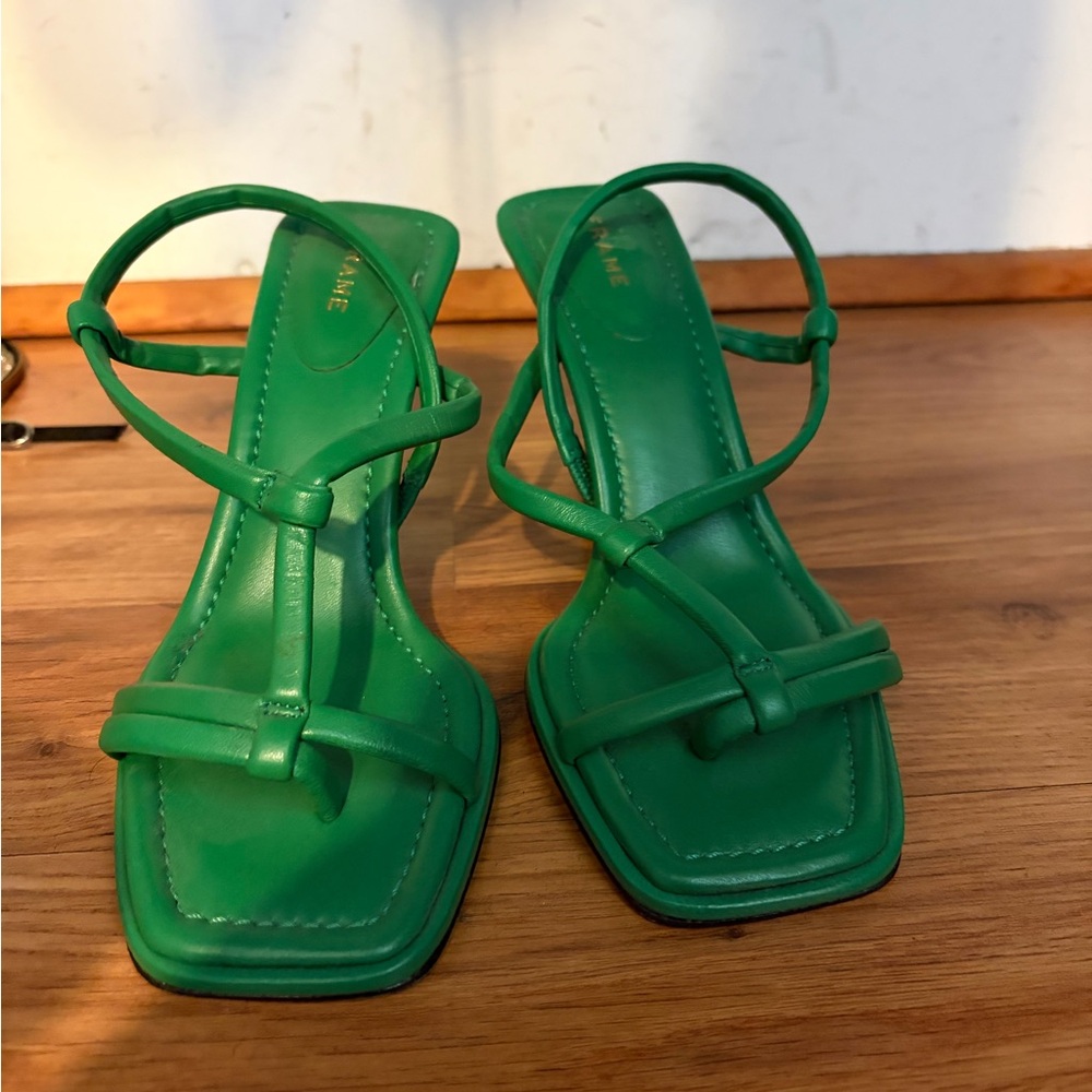 Frame Denim Green Strappy Sandals